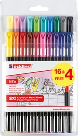 edding 1200 16+4 sortiert, 20er-Set, Kunststoffetui