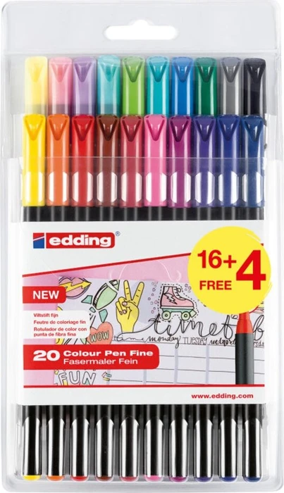 edding 1200 16+4 sortiert, 20er-Set, Kunststoffetui