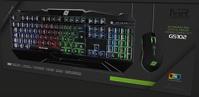 MediaRange GS102 Keyboard and Optical Mouse Gaming Combo Set schwarz, USB, UK