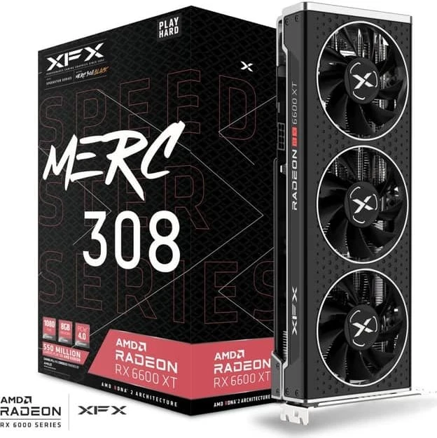 XFX Speedster MERC 308 Radeon RX 6600 XT Black Gaming, 8GB GDDR6, HDMI, 3x DP