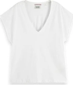 Scotch & Soda Core Slub V-Neck T-Shirt kurzarm weiß (Damen)