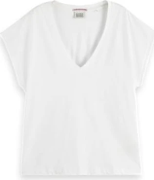 Scotch & Soda Core Slub V-Neck T-Shirt kurzarm weiß (Damen)