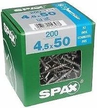 Spax Edelstahl rostfrei A2 4CUT T-STAR plus T20 Universalschraube, 4.5x50mm, 200 Stück