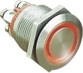 Bulgin Drucktaster silber, gelb beleuchtet