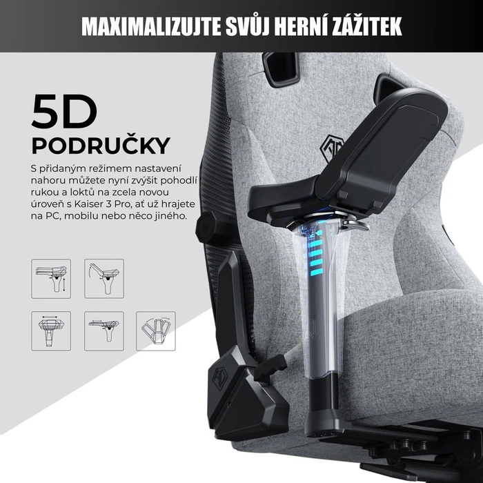 Anda Seat Kaiser 3 Pro Premium XL Gamingstuhl, Ash Gray, Stoff grau