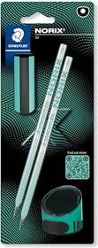 Staedtler NORIX 181 Bleistift HB graphit, french green, Blister, Radierer, Anspitzer, 4er-Set