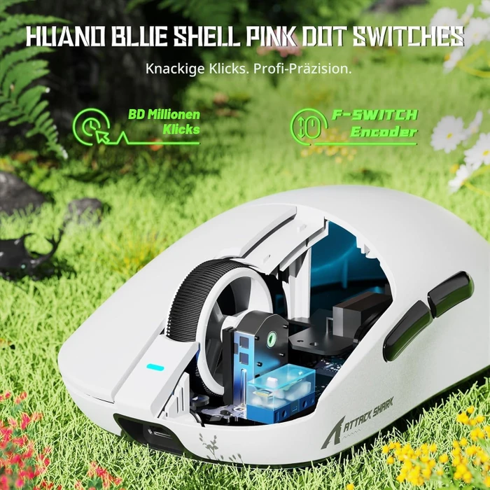 Attack Shark X8 SE Tri-mode Wireless Gaming Mouse, weiß, USB/Bluetooth
