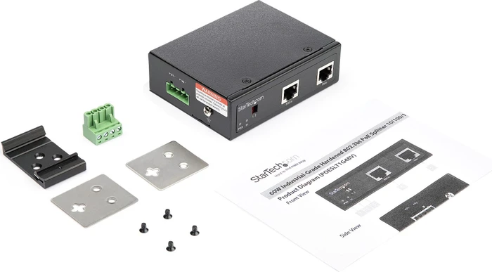 StarTech Industrial Railmount Gigabit PoE-Splitter, 2x RJ-45, PoE++ PD