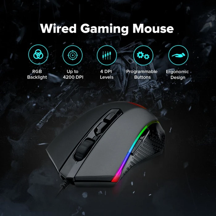Redragon 2in1 Gamer Value Kit, Mechanical RGB Keyboard (Outemu Brown) + RGB Gaming Mouse, USB, DE