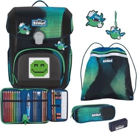Scout Scout Neo Exklusiv Movie Star Blue Pixel Schultaschen-Set, 5-tlg.
