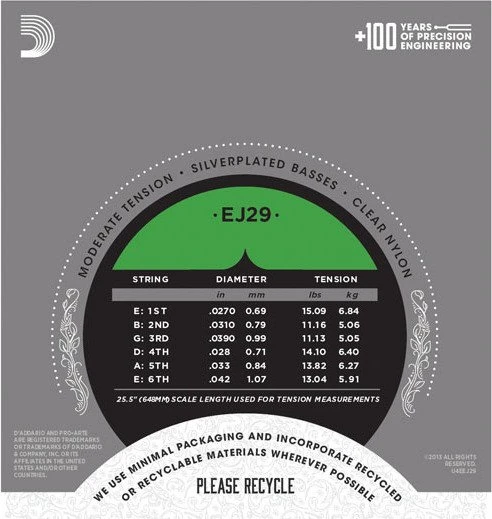 D'Addario Pro-Arté Rectified Trebles, Moderate Tension