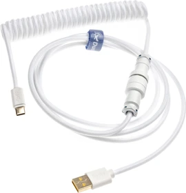 Ducky Premicord Spiralkabel USB-C auf USB-A, Tastaturkabel (Spiral-Textilkabel), 1.8m, White Edition