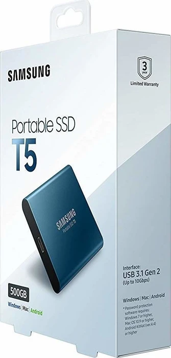 Samsung Portable SSD T5, blau, 500GB, USB-C 3.1