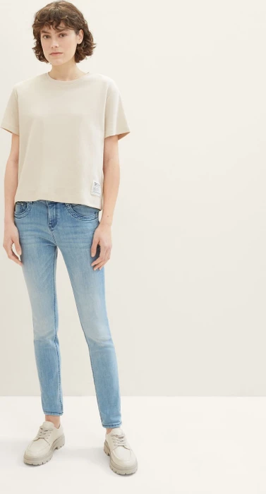 Tom Tailor Tapered Jeans mit recycelter Baumwolle Jeans light stone blue denim (Damen)