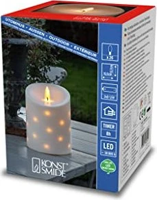 Konstsmide Echtwachskerze 13.7cm cremeweiß LED 1x warmweiß, 1 Stück