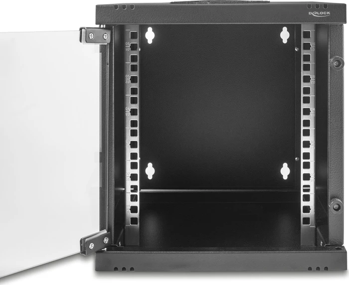 DeLOCK 10" Netzwerkschrank 6HE, mit Glastür, Sicherheitsglastür, IP20, schwarz, 330mm tief