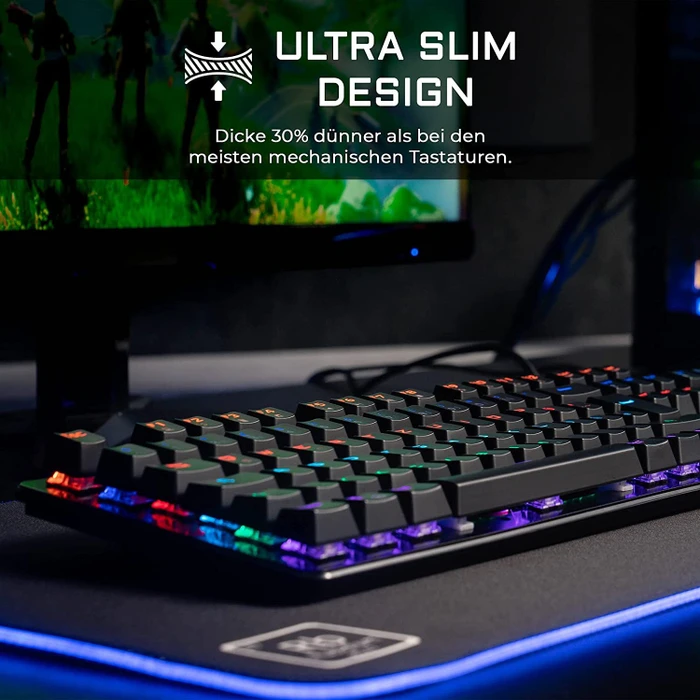 The G-Lab Keyz Carbon V3 Gaming Tastatur, LEDs RGB, BLUE Switches, USB, DE