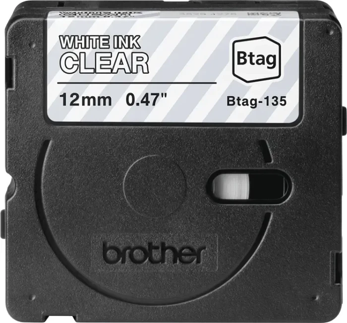 Brother Btag-135 Beschriftungsband, 12mm, weiß/transparent
