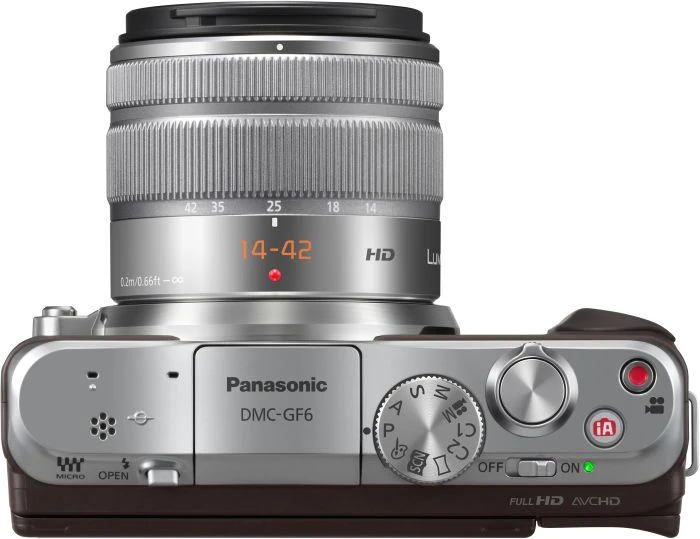 Panasonic Lumix DMC-GF6 braun mit Objektiv Lumix G Vario 14-42mm 3.5-5.6 II ASPH OIS