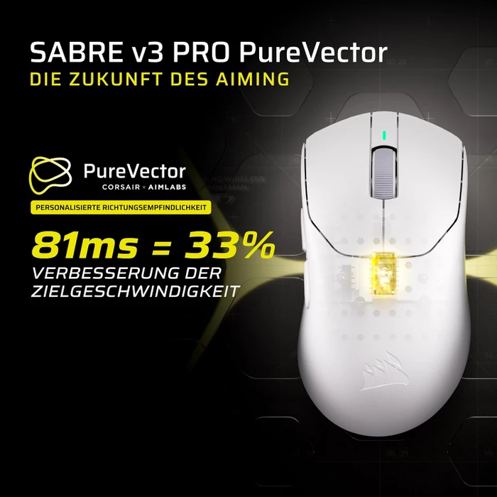 Corsair Sabre v3 Pro PureVector Ultralight Ergo Wireless, weiß, USB