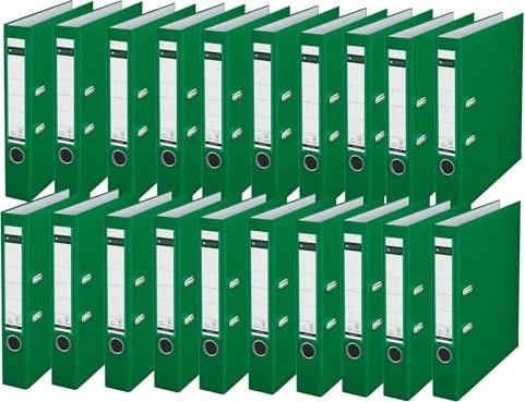 Leitz Qualitäts Ordner 2-Ring 180° Plastik, 50mm, A4, grün, 20er-Pack