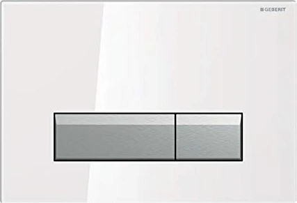 Geberit Sigma40 Betätigungsplatte 115600SI1 Glas weiss/aluminium gebürstet, 2-Mengen-Spülung Image