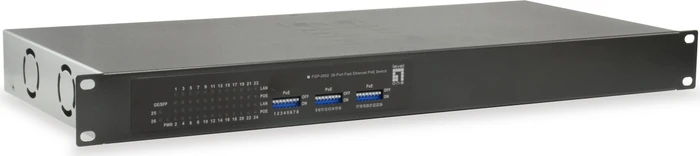 LevelOne FGP-2602 Rackmount Switch, 24x RJ-45, 2x SFP, 130W PoE+