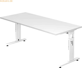 Hammerbacher Ergonomic O-Serie OS19/W/W Schreibtisch 180x80cm weiß/weiß