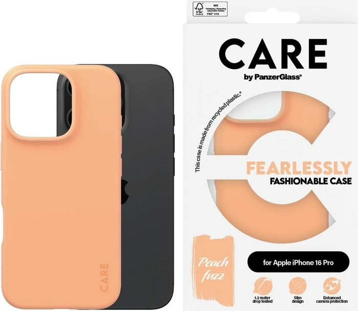 PanzerGlass Care Fashionable Case für Apple iPhone 16 Pro Peach Fuzz