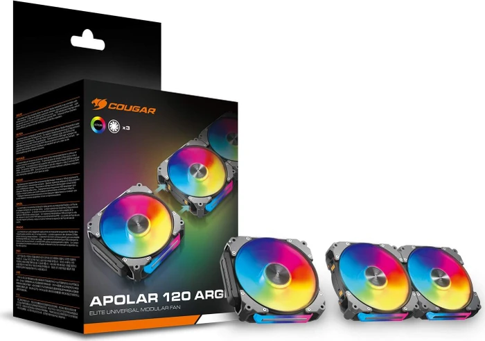 Cougar Apolar 120 ARGB, schwarz, 120mm, 3er-Pack
