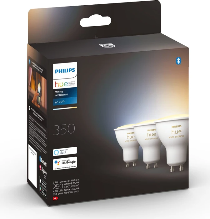 Philips Hue White Ambiance 350 GU10 5W, 3 Stück