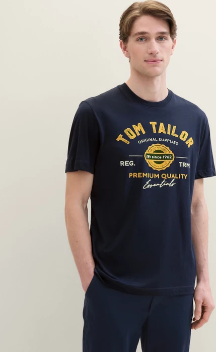 Tom Tailor Logo-Print T-Shirt kurzarm dark blue (Herren)