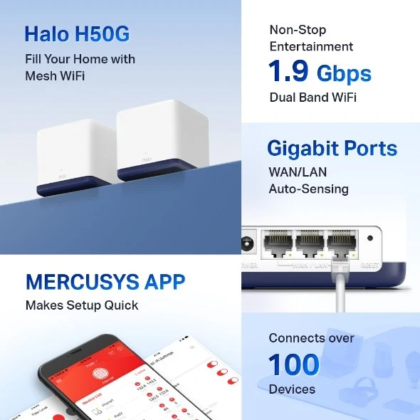 Mercusys Halo H50G, AC1900, 2er-Pack