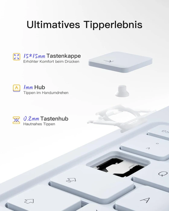 Inateck Superleicht Tastatur Hülle für iPad Air 6 11"/iPad Air 5/iPad 10/iPad Pro 11", DE