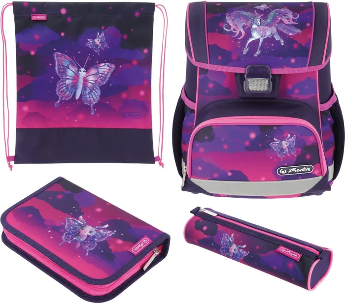 Herlitz Loop Plus Magic Unicorn Schultaschen-Set, 4-tlg.