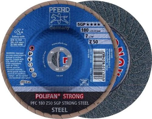 Pferd PFC 180 Z 50 SGP STRONG STEEL POLIFAN Fächerschleifscheibe K50, 180x22.23mm, 10 Stück