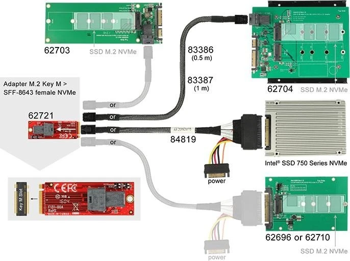 DeLOCK M.2 PCIe -> U.2 miniSAS HD