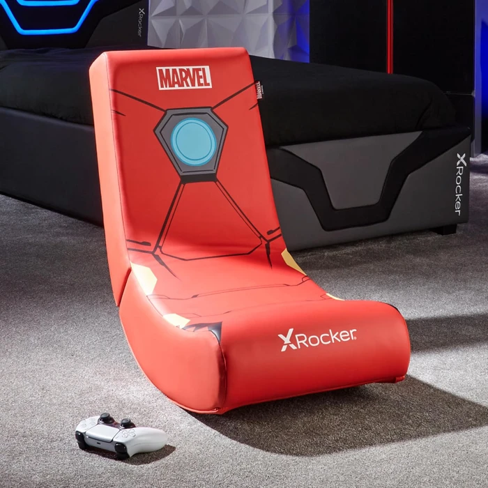 X Rocker Marvel Hero Video Rocker Gaming Bodensessel für Kinder/Jugendliche, Iron Man rot