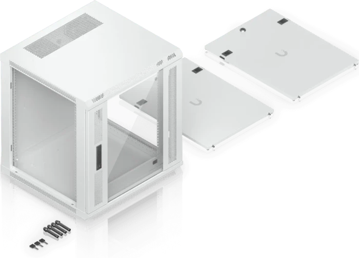 Ubiquiti 12U Rack Cabinet, 19" Wandgehäuse 12HE, Glastür, weiß, 560mm tief