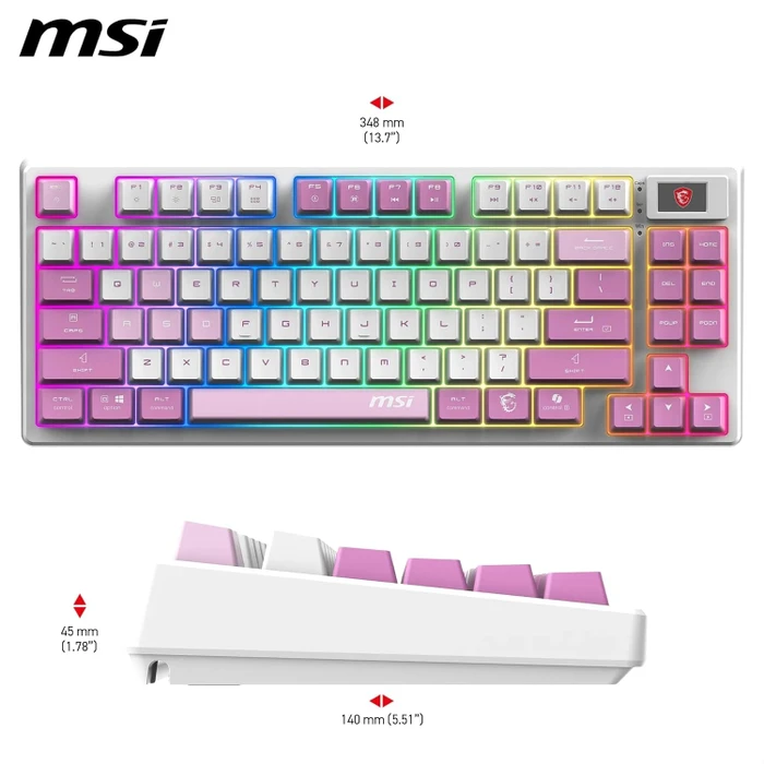 MSI FORGE GK600 TKL Wireless Violet, LEDs RGB, hot-swap, KKT Purple Star, USB/Bluetooth, ES
