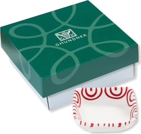 Gmundner Keramik Rotgeflammt Schälchen quadratisch im Geschenkkarton 9x9cm