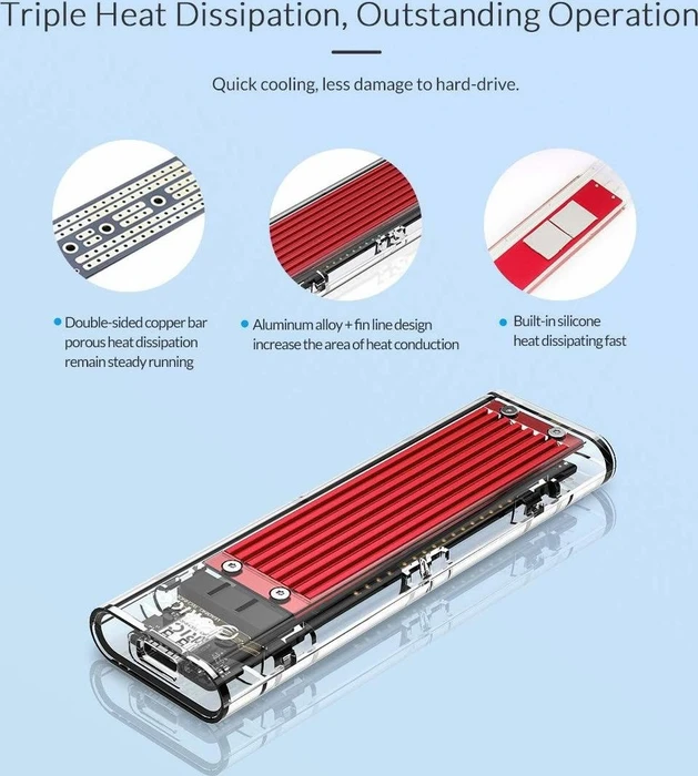 Orico TCM2-C3, rot/transparent, USB-C 3.1