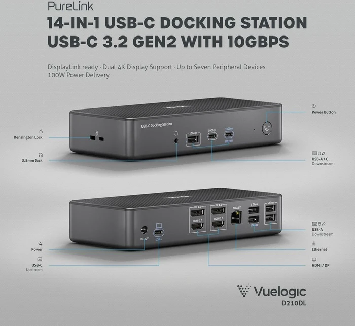 PureLink Vuelogic 14-in-1 USB-C Docking Station, USB-C 3.1 [Buchse]