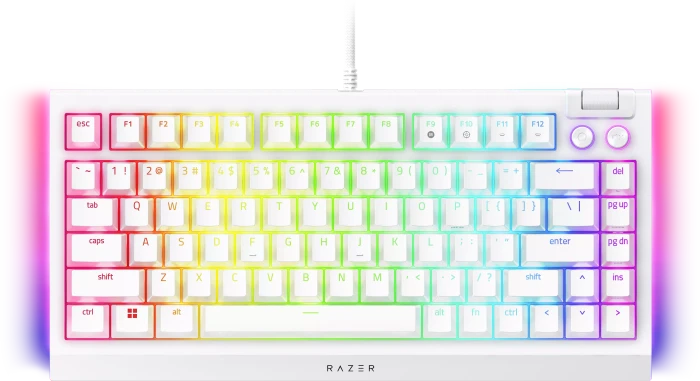 Razer BlackWidow V4 75%, White, hot-swap, Razer ORANGE Tactile Gen-3, USB, US