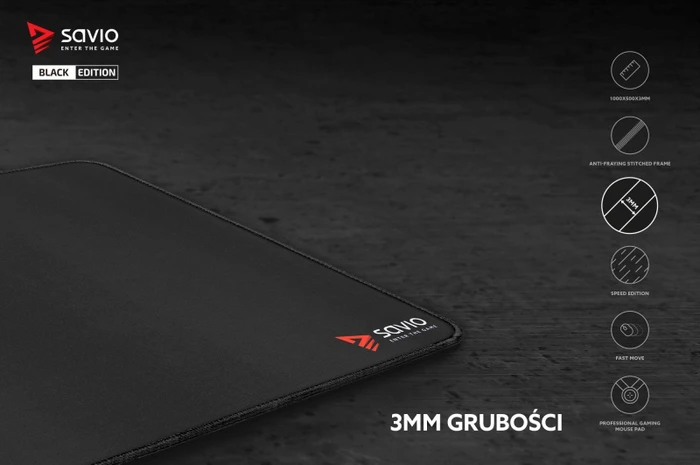Savio Black Edition Turbo Dynamic XXL Gaming Mauspad, schwarz