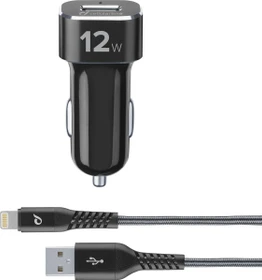 Cellularline Extreme Car Charger Kit 12W Fast Charge Lightning schwarz