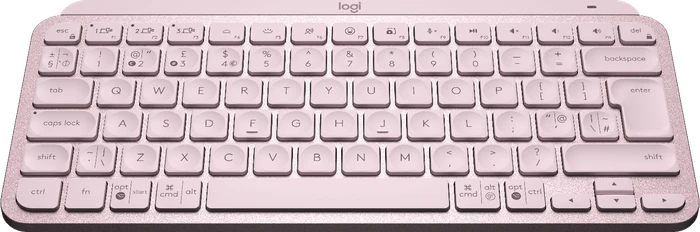 Logitech MX Keys Mini, rosa, LEDs weiß, Logi Bolt, Rose, USB/Bluetooth, UK