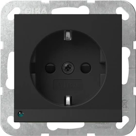 Gira System 55 SCHUKO-Steckdose 16A 250V mit LED-Orientierungsleuchte und Shutter, schwarz matt