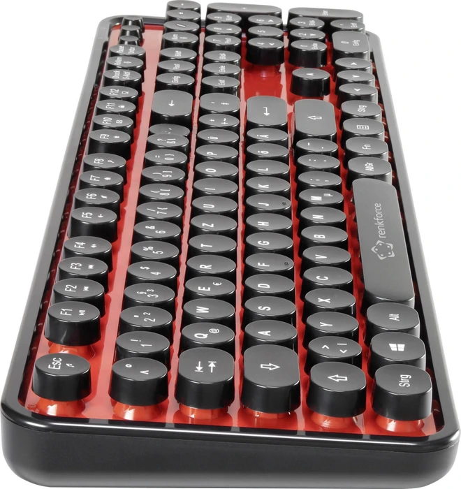 Renkforce RF-DS-Retro Funk-Tastatur-Maus-Set schwarz/rot, USB, DE