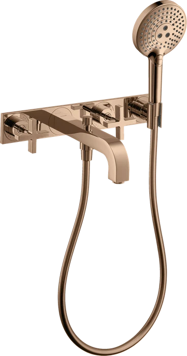 Hansgrohe Axor Citterio 3-Loch Wannenkombination mit Kreuzgriffen und Platte polished red gold